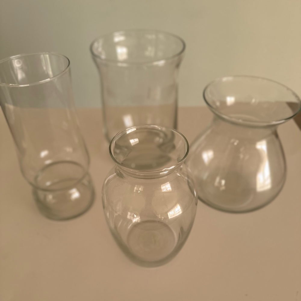 4 Elegant Clear Glass Vase Set